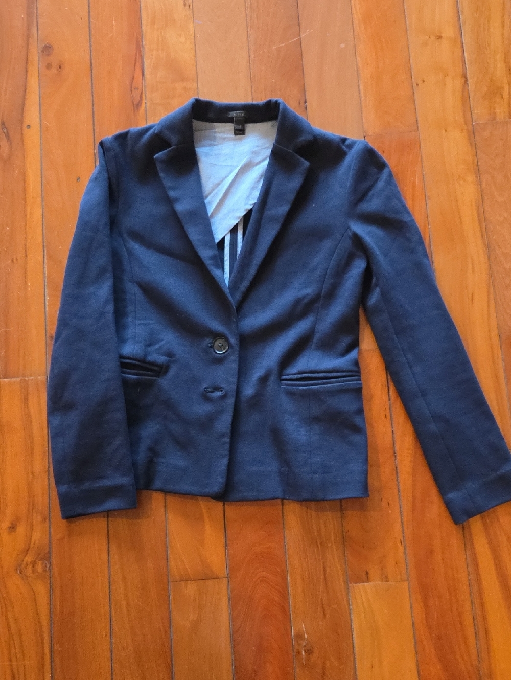 J. Crew Navy Blue Cotton Unlined Women's Blazer